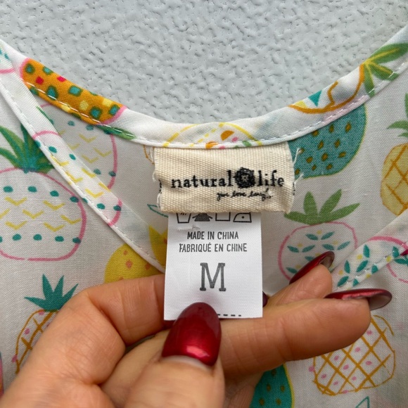 Natural Life Dress Women M Pineapple Print Lightweight Flowy Vacation Cover Up - Picture 2 of 10
